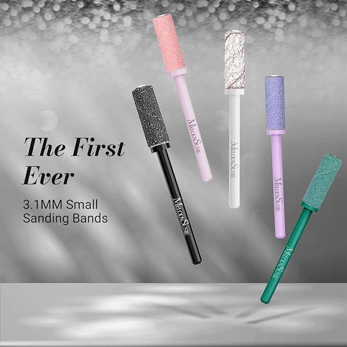 MelodySusie 50 Pcs Nail Drill Bits Small Sanding Bands with 3.1mm Mandrel Bit, 180 Fine Grit Nail File for Acrylic Nails Gel Manicures and Pedicure, Black