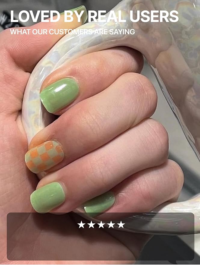 UUUUUU Semi Cured Gel Nail Strips | Salon-Quality | UV Free Gel Nail Wraps for Women | Easy Peel&Stick | Long-Lasting up to 14 Days | 28 Strips Set+File & Wipes | Gift-Ready (UGN059 Green Bikini)