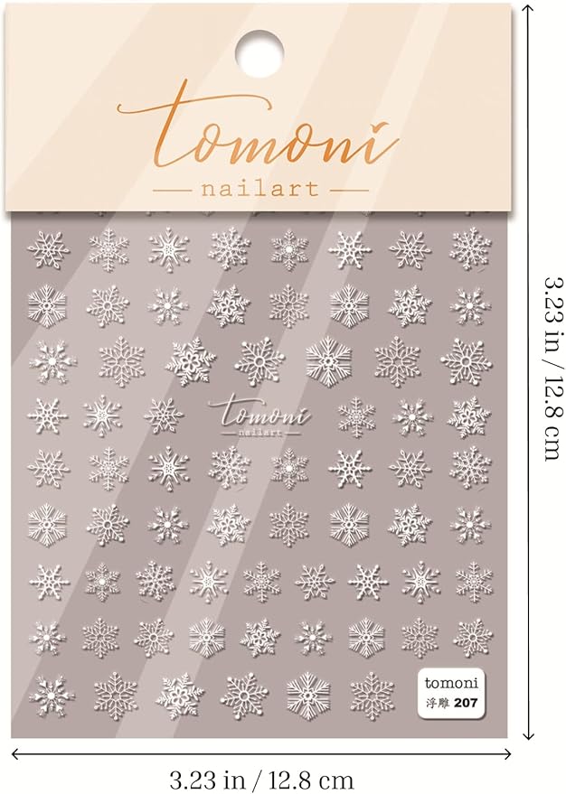 SoftSoul Snowflake Nail Stickers, 5D Embossed, White with Silver Accent, Premium Salon-Quality, Easy Application, Self-Adhesive, DIY Manicure, Nail Art, Press on, Home or Salon Use