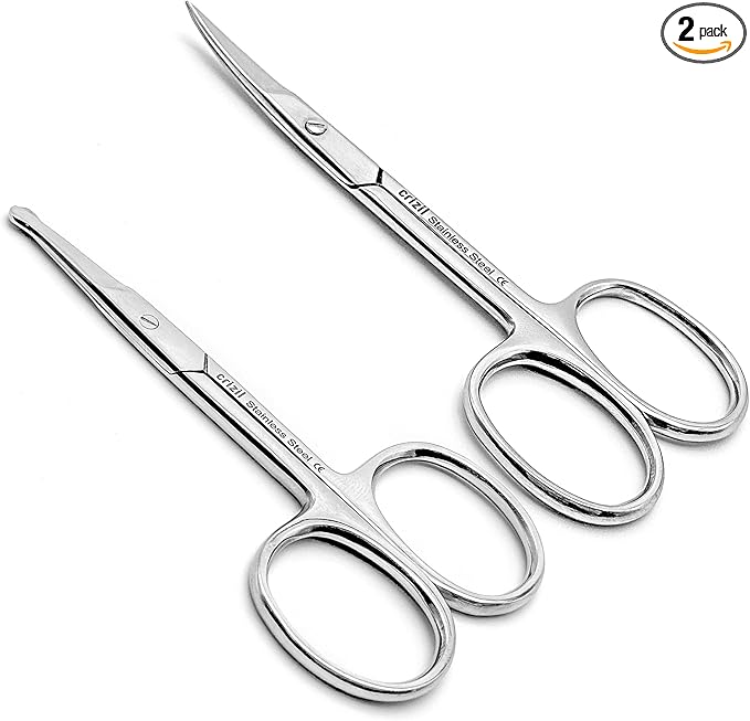 Nail Scissors for Women & Men – Stainless Steel, Curved Blade, Sharp Scissors for Toenails, Manicure, Pedicure, Cuticle For Home & Professional Use (Facial Hair Scissors)