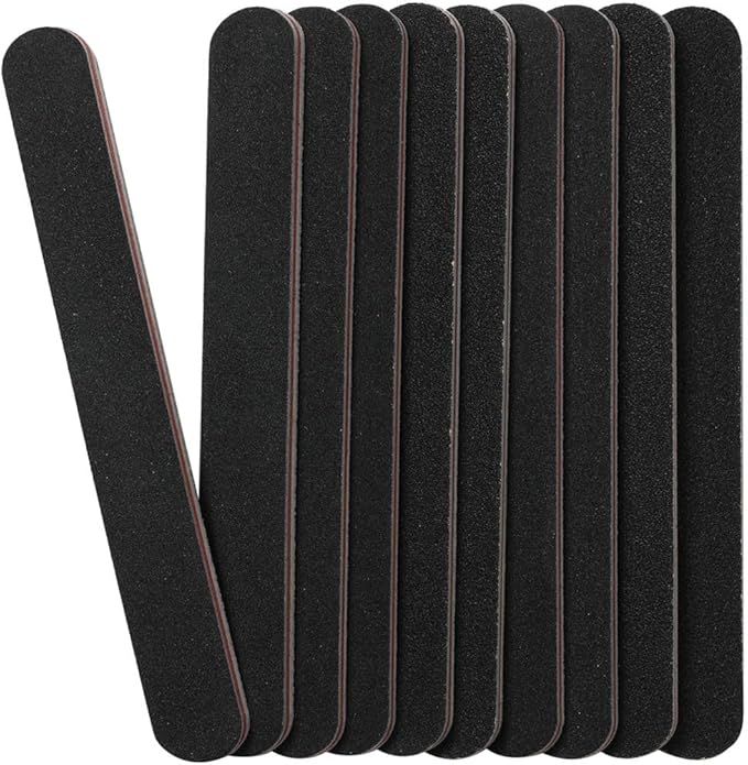 110 PCS Orange Wood Nail Sticks & Professional Double Sided 100/180 Grit Nail Files Emery Board Black Manicure Pedicure Tool