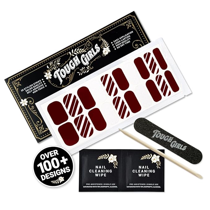 | 20 Exquisite Gel Nail Polish Strips w/Application Accessories - No UV/LED Lamp Required (Holiday | Candy Cane Lane)