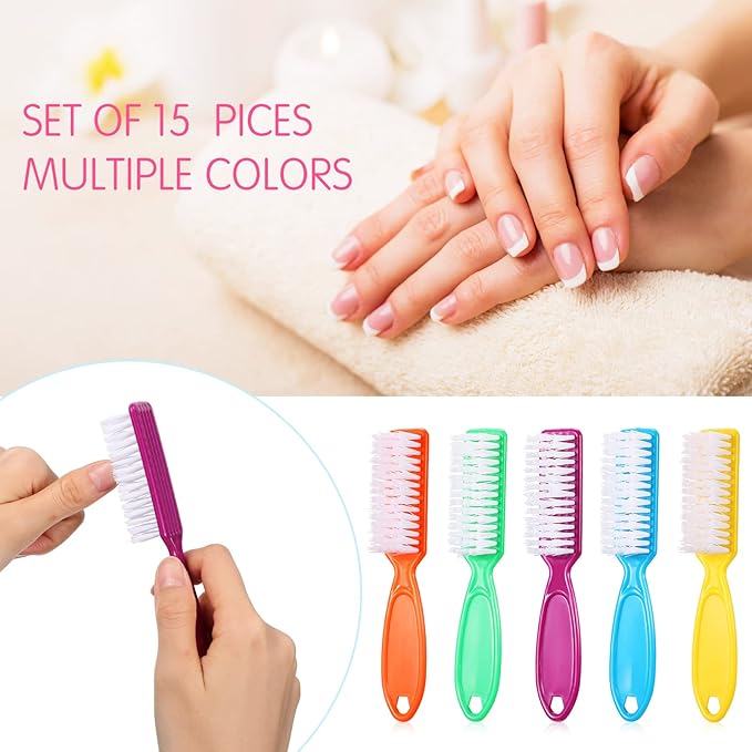 Patelai 30 Pcs Nail Scrubber Brushes Bulk Handle Grip Manicure Brushes for Cleaning Fingernails Pedicure Cleaning Brush for Toes and Fingernail Cleaning(Solid Colors)