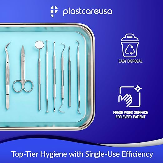 PlastCare USA Green Disposable Tray Liners, Sanitary Covers for Size B Dental, Surgical, Medical Tray, Tattoo Table Station, Aesthetician Supplies, Single Use Paper Sheets 8.5" x 12.25", 1000 Pack