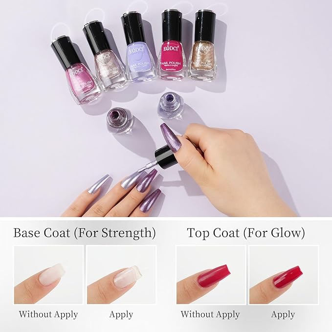 16 PCS Nail Polish Set, 15 Colors Quick Dry Nail Polish Kit With 2in1 Base/Top Coat Purple Pink Glitter Gold Sliver Finger Nail Polish Pack Glossy Toenail Polish DIY Gifts for Women