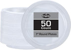 Clear Solid Color Premium Heavy Weight Plastic Appetizer Plate 50 Count by HannaKSignature