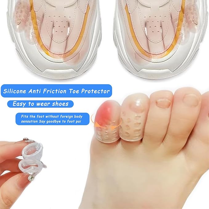 Silicone Anti-Friction Toe Protector, Silicone Toe Protectors, Gel Toe Protectors, Breathable Little Toe Covers, Blisters, Calluses, and Corns Protection (10PCS)