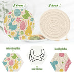 YETTASBIN Easter Bunny Eggs 6 Pcs Drink Coasters - Image 4