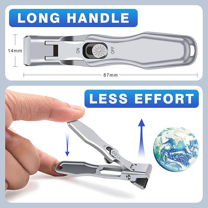 German Nail Clippers for Men Thick Nails,Upgrade Straight Toenail Clippers for Seniors with Wide Opening,Large Heavy Duty No Splash Ingrown Fingernail Clipper Nail Cutter with Catcher