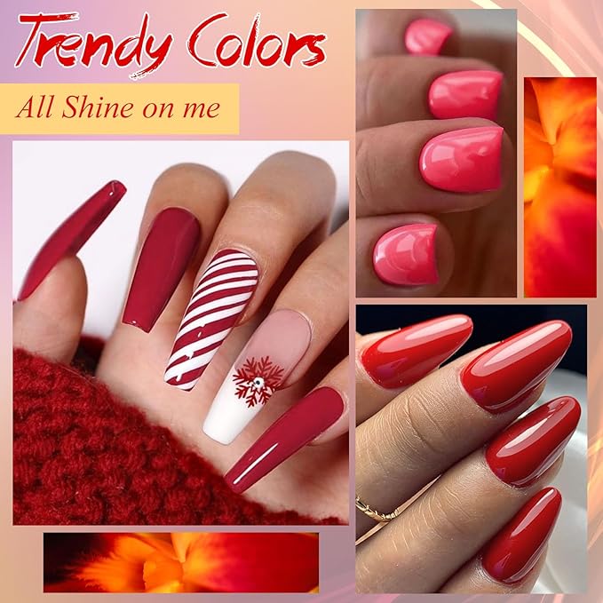 MEET ACROSS 12PCS Gel Nail Polish Set, 12 Colors Gel Nail Kit Art Design Soak Off UV LED,Nail Art Design Gifts for Women (SET-4, 12PCS)