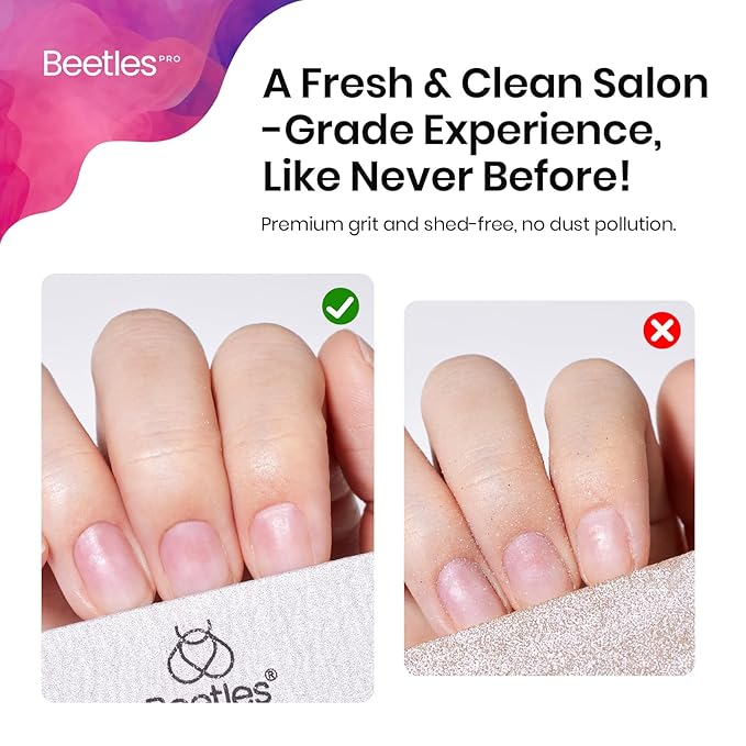 Beetles Pro 120-Pcs Nail File – Professional 100/180 Grit Double Sided Emery Board Nail Files Washable Shaper Files for Acrylic, Gel & Natural Nails – Salon Quality Manicure Tool