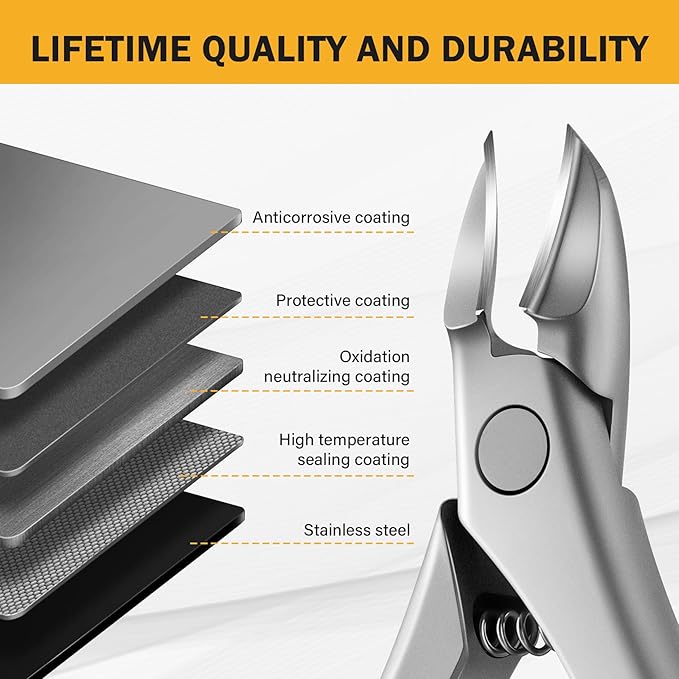 BEZOX Toe Nail Clippers for Thick Toenails for Seniors – Raised Cutting Edge Ingrown Toenail Clippers, Ergonomic Design Toenail Scissors for Thick Nails, Podiatrist Recommended - Red