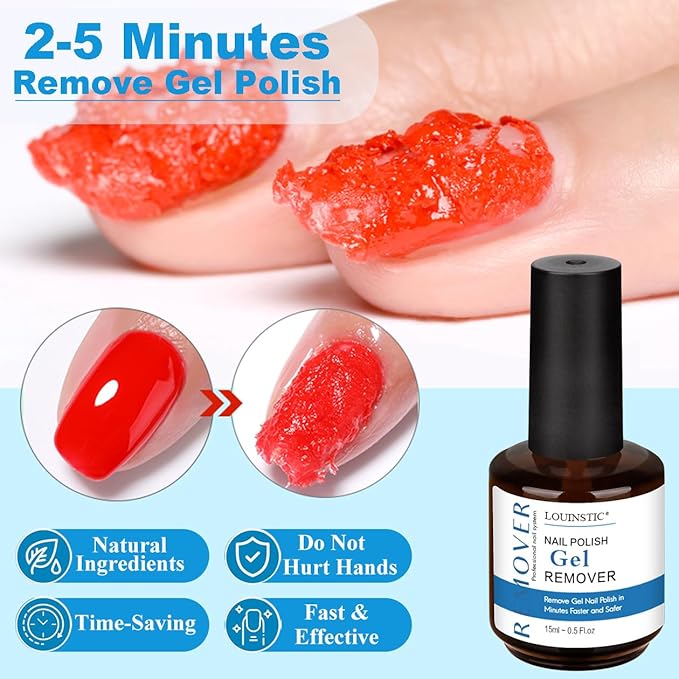 Gel Polish Remover, Gel Remover Kit Includes Cuticle Oil and Nail Polish Remover Tool No Soaking or Wrapping Removes Gel Polish in 2-5 Minutes