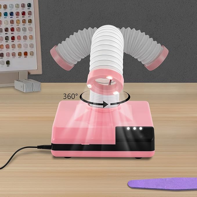 MOCHAG 60W Dental Polishing Dust Collector, Dentistry Vacuum Cleaner Dust Collector Fan Vacuum Cleaner with Fan and LED Dual Function, Polishing Suction Machine for Dental Lab (Pink)