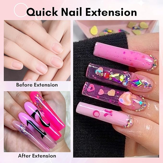 Makartt Poly Nail Gel: 50ML, Sheer Pink Color, Strong Builder for Extension Strengthener 3D Diy, Resistent Hard Gels for Nails Manicure Supplies Home Salon-Azalea