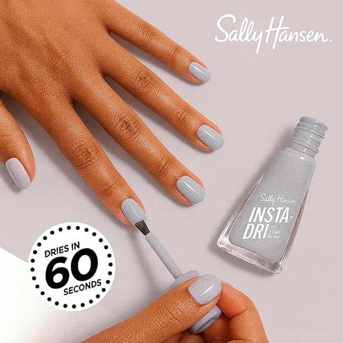 Sally Hansen Insta-Dri Nail Polish | Quick Dry, Long Lasting, Streak-Free Shine | Opaque, Glittery | 565 Powerslide | Black with White Glitter Nail Color