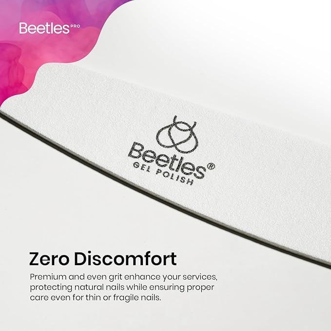 Beetles Pro 10-Pcs Nail File – Professional 180/240 Grit Washable Natural Nail File Double Sided Wood Board Nails Files for Acrylic, Gel & Natural Nails – Salon Quality Manicure Tool
