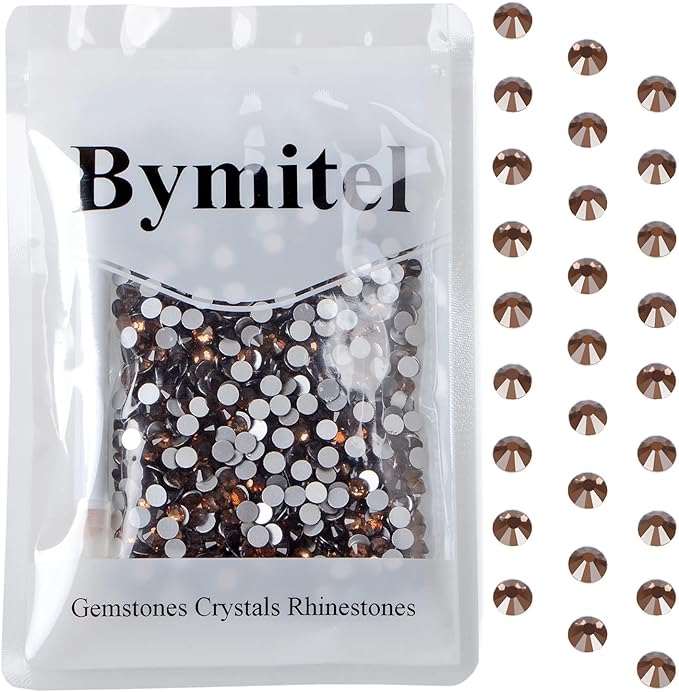 1440PCS Art Nail Rhinestones Non Hotfix Glue Fix Round Crystals Glass Flatback for DIY Jewelry Making with one Picking Pen (ss20 1440pcs, Golden Rose)