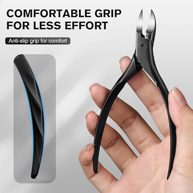 FERYES Podiatrist Toenail Clippers for Thick Nails – Curved Blade Scissors for Seniors, Ingrown Nail Trimming with Wide Jaw, Anti-Slip Handle, Premium Stainless Steel