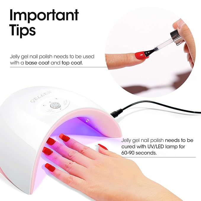 Gellen Red Gel Nail Polish Jelly Gel Polish 18ML 1Pc Sheer Red Nail Gel Polish Nail Lamp Soak off Classic Translucent Nail Polish Salon DIY Nail Art Manicure at Home Holiday Gift for Women, 0.61 Fl Oz