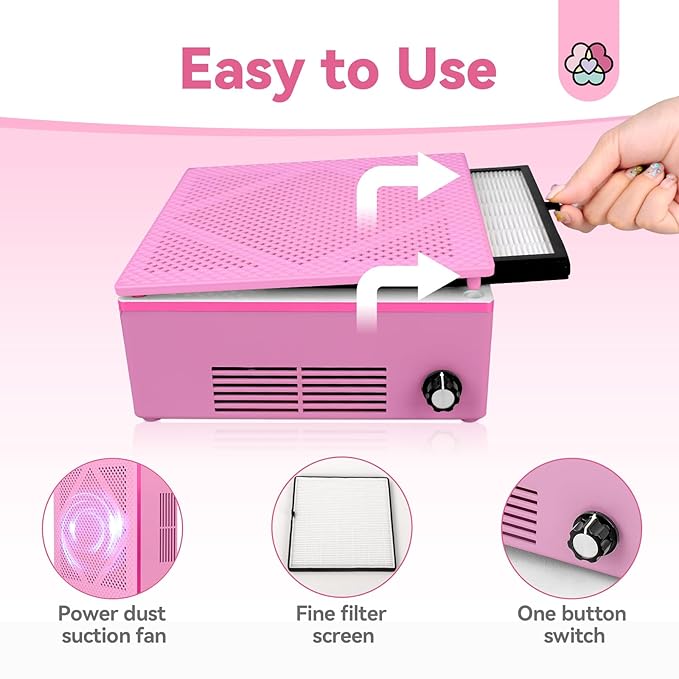 SAVILAND Nail Dust Collector, 60W Powerful Nail Vacuum Dust Collector Cleaner, Compact Dust CollectorTech with Dust Brush, Reusable Filter Manicure Tool for Acrylic Nail Gel Polishing,Salon & Home