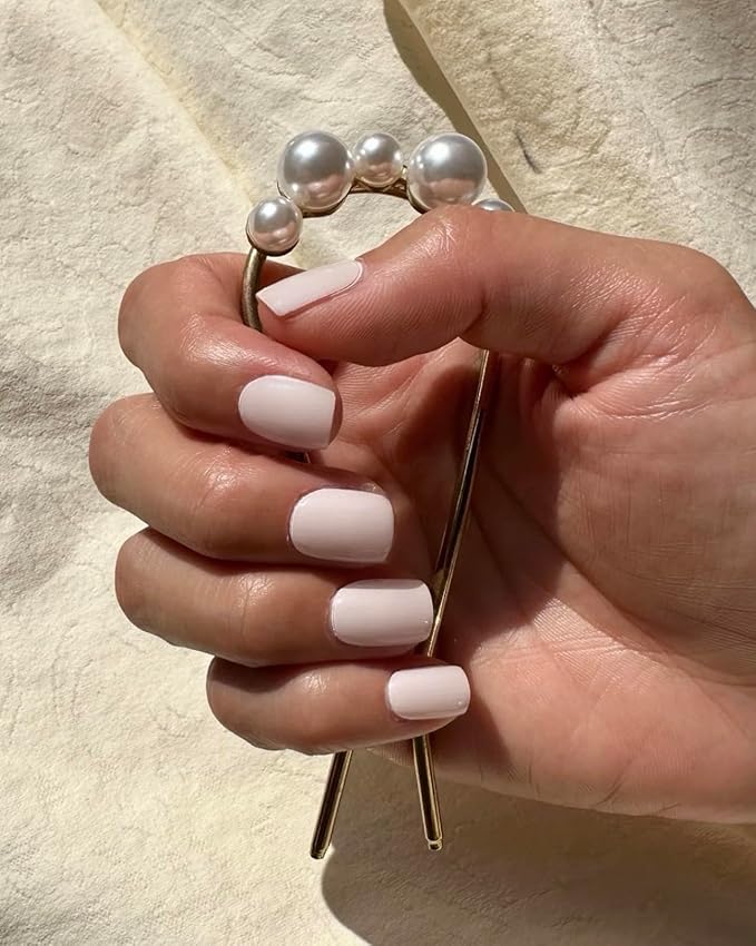 NOVA, Female Founded, Semi Cured Gel Nail Strips (On Pointe) - The 10 Minute Manicure. Salon-Quality, Works with Any Nail Lamp, Easy to Apply & Remove - Incl. Nail File & Wooden Stick (On Pointe)