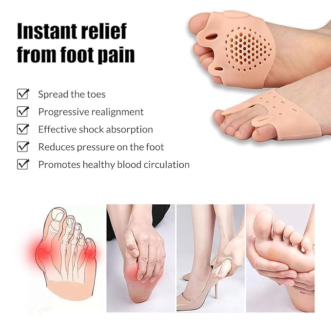 Silicone Toe Separators- Toe Separator for Women, Hallux Valgus Relief - Toe Straightener & Spacer for Women & Men (Multicolored-4PCS)
