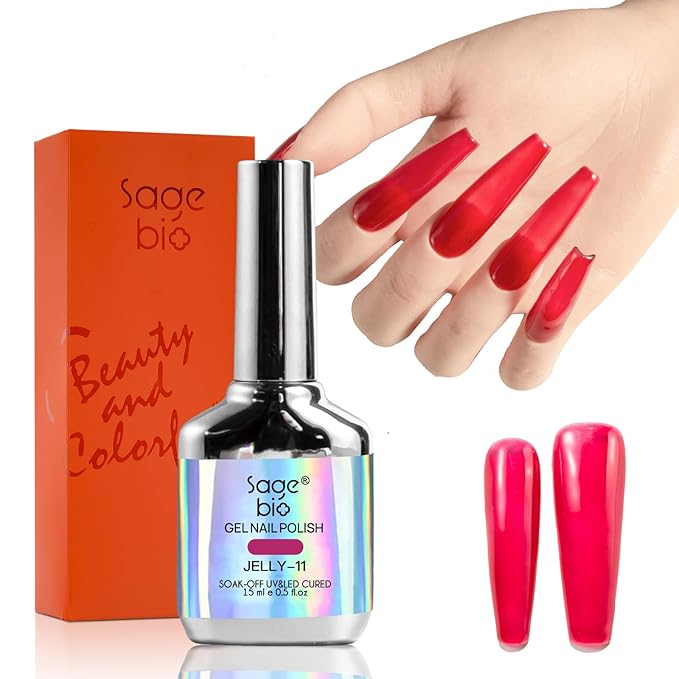 Jelly Gel Nail Polish, 15ml Semi-Transparent Gel, Glossy Finish, Vibrant Colors for DIY Manicures, Long-Lasting & Chip-Resistant