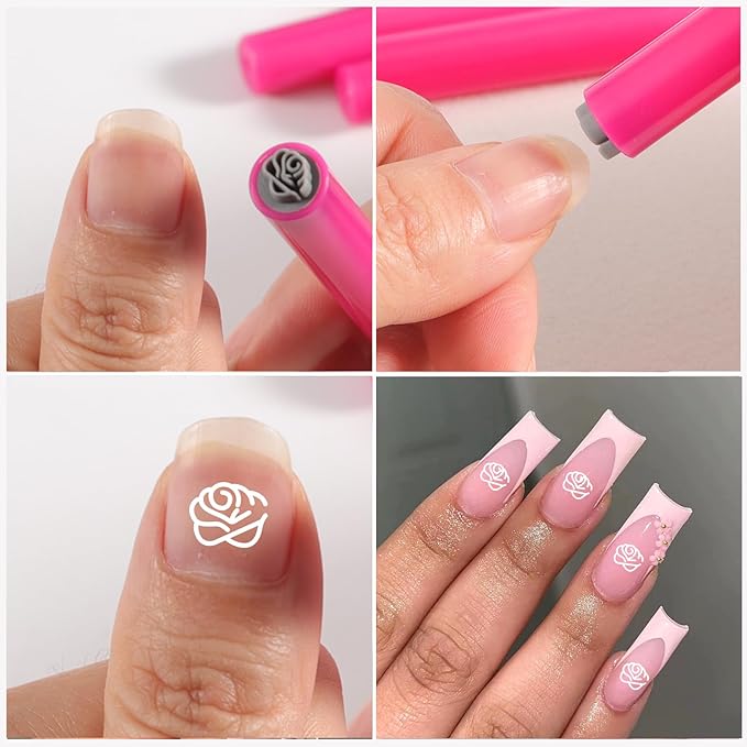 WOKOTO 15pcs Flower Heart Butterfly Nail Art Stamp Pen Set, Easy Designs Nail Stamper Tools For Women Various Pattern Nail Stamping Pens, Nail Design Stamp Ideal For Home DIY Stamper Nails Kit