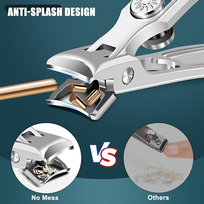 Nail Clippers for Men Thick Nails with Catcher, Large Toenail Clippers with Wide Jaw Opening for Seniors, Heavy Duty Long Handle Fingernail Clipper Gifts for Men Women Adult
