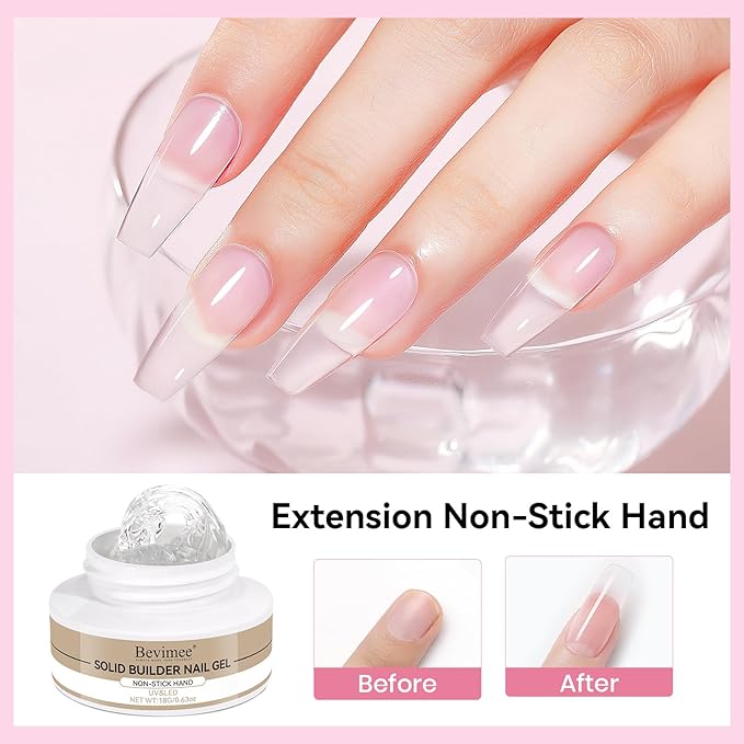 Solid Builder Gel for Nails 3PCS, Clear White Pink 3D Sculpting Hard Gel for Nail Art Non-Stick Hand, for Modeling, Sculpture, Nail Extension UV/Led Manicure DIY At Home 18g*3Colors