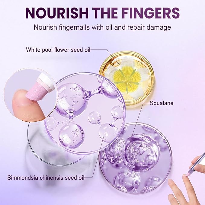 3-in-1 Nail Care Pen, 2025 Upgrade Cuticle Oil Pen for Nails, Ceramic Cuticle Pusher with Oil, Refillable Cuticle Oil Pen, Nail Buffer & Strengthener for Dry, Brittle Nails (Large 1Pcs)