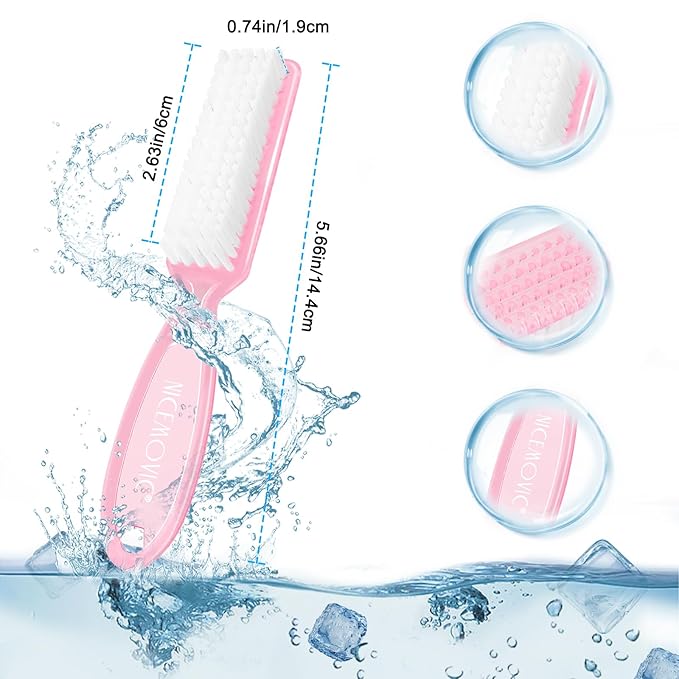 NICEMOVIC 30Pcs Bulk Nail Brush for Cleaning Fingernails, Handle Grip Nail Scrubber Brush, Hand Fingernail Cleaner Brush Manicure Tools Scrub Cleaning Brushes Use for Toe & Nail Cleaning (Clear Pink)