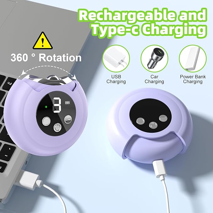 3-in-1 Electric Nail Clipper & Trimmer - 3 Speed Automatic Nail Clippers for Seniors- Rechargeable Fingernail Clipper with LED Light, Portable Fingernail Grinder & Polisher for Women & Men