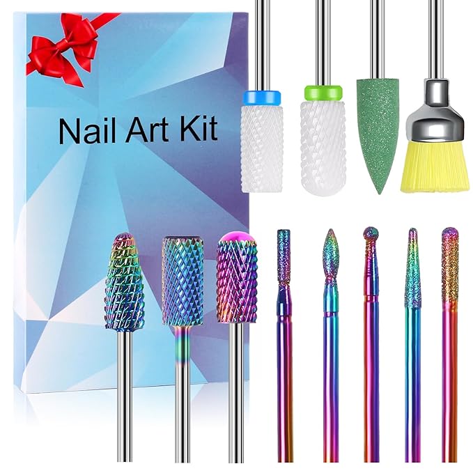 12Pcs Nail Drill Bits 3/32" Electric Manicure Nail File Bits Set for Acrylic Gel Nail Manicure Pedicure Remover Tools for Home Salon