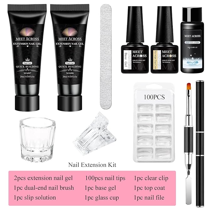 MEET ACROSS Poly Nail Gel 10Pcs Nail Extension Gel Set and Nail Extension Starter Kit for Beginners Nail Art DIY Home Gifts for Women (SET-4, 10pcs)