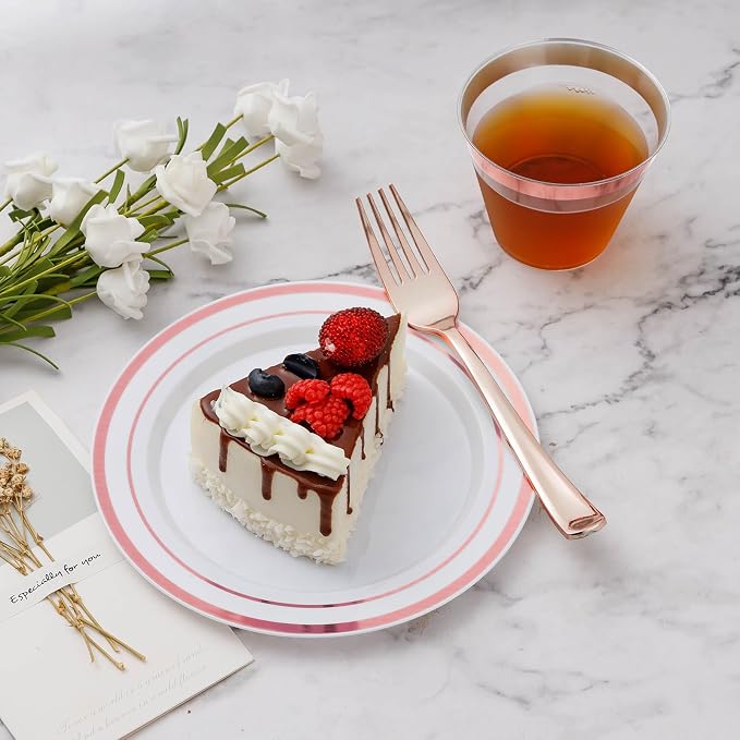 BESTVIP 600PCS Rose Gold Dinnerware Set - Image 5
