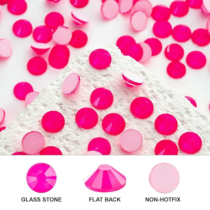 Novani 3000 Pieces Flatback Rhinestones Glass Round Gems Neon-Rose Crystals for Nail Art DIY Crafts Clothes Shoes,SS12,3.0-3.2mm