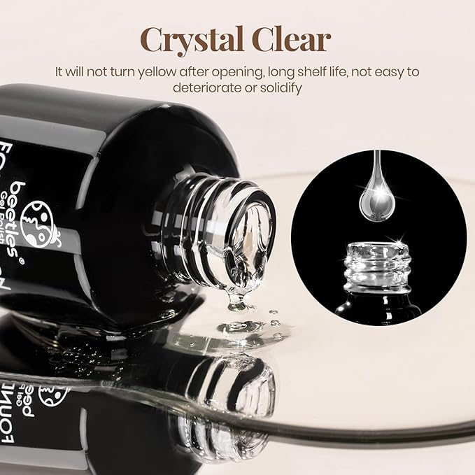 beetles Gel Polish No Wipe Gel Top Coat - Clear Color Top Coat Gel Nail Polish Shine Finish and Long Lasting, Soak Off Nail Lamp, 15ml Christmas Nails Gifts for Girls