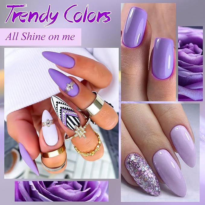 MEET ACROSS 12PCS Gel Nail Polish Set, 12 Colors Gel Nail Kit Art Design Soak Off UV LED,Nail Art Design Gifts for Women (SET-6, 12PCS)