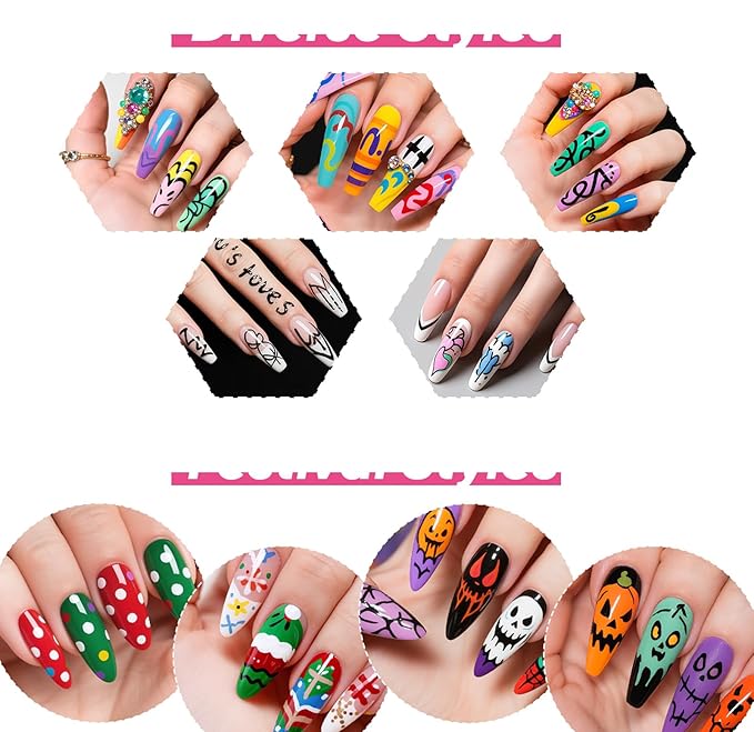 12 Color Nail Art Pens Set, 0.5mm Fine Tip Nail Polish Pen for Precise DIY Nails Art Design at Home, Quick-Dry & Waterproof, Nail Art Painting Pens Kit for Beginners