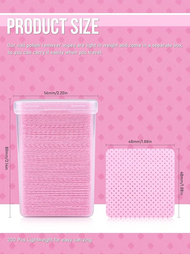 800 PCS Lint Free Nail Wipes, Eyelash Extension Glue Wipes, Lash Glue Cleaning Pads, Adhesive Wipes, Nail Polish Remover Wipes for Lash Extension Supplies (Pink)
