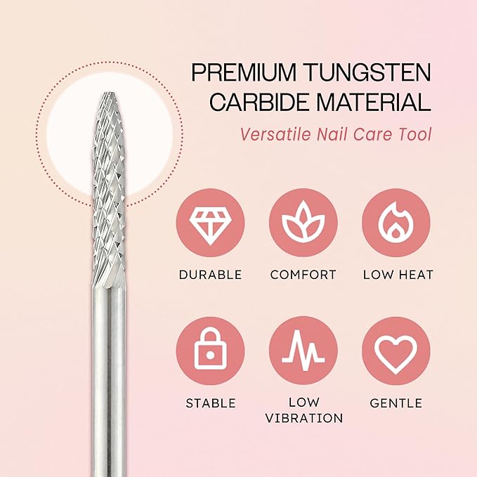 PANA 3/32" Carbide Cuticle Nail Drill Bit for Cuticle Cleaning, Dead Skin Removal, Gel Polish & Acrylic Removal, Under Nail Cleaner, Nail Salon, Manicure Tools (UNC - Silver, Medium)