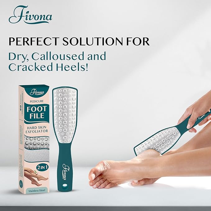 Fivona Professional Foot File - Callus Remover for Feet, Double Sided Foot Rasp for Dry Heels, Foot Scrubber Dead Skin Remover, Corn Removal for Feet