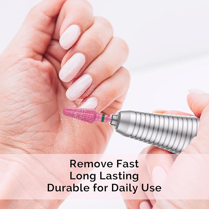 MelodySusie Professional Tornado Nail Drill Bits, 3/32'' Carbide Tungsten Multi-Function Bits, Suitable for Manicure Pedicure Cuticle Gel Polishing, Salon Bits, Pink Blossom, Series Bit-X, Coarse