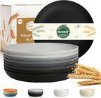 Kitchen Plates Set for 8, Unbreakable Wheat Straw Plates 11 Inch, Alternative by BUSOKIP