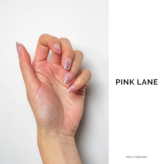 NAILOG Semi Cured Gel Strips, 34 pcs Salon-Quality Stickers, Long Lasting Wraps for Women With Soft Gel Finish (Pink Lane)