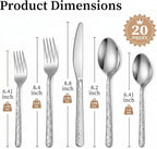 20 Piece Embossed Silverware Set, Stainless Steel Flatware Set - Image 2