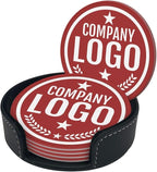 Custom Leather Coasters with Logo - Image 2