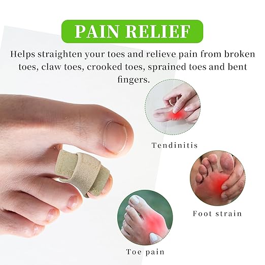 Qmagic 4PCS Hammer Toe Straightener with Aluminum Plate, Hammer Toe Straightener Corrector for Women & Men, Toe Splints & Wraps Support for Crooked, Curled, Bent Toes